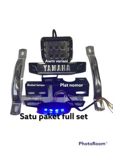 paket lampu sorot tembak 6 Mata jumpo rx king set kumis plus plat nomor plus behel rx king full set