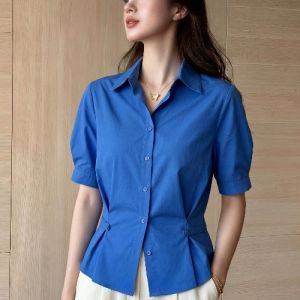 AIYITI | Slimming Quality Short Sleeve Shirt Blue