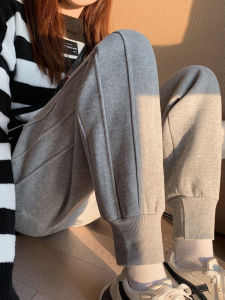 Womens Loose Waist Patchwork Sports Pants Spring 2024 New Style Casual Trousers Harlan Sweatpants Thickened Polyester Cotton