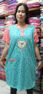 baju tidur daster wanita NB terbaru bahan kaos tebal bordir Motif Bear Murah Lebay
