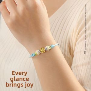 Handmade Gold Thread Bracelet Sweet Fresh Student Gift Fairy Style Womens Fashion Jewelry Cotton Linen Material Peace Knot