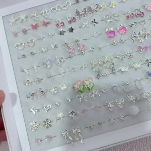 18/27/36Pairs/Lot Fashion Elegant Charm Exquisite Geometry Multicolor Rhinestone Earrings For Women Jewelry Accessories Gifts