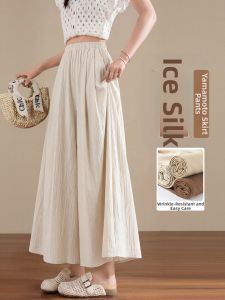YAYANGREN | Light Summer Leisure Beige Icesilk Culottes High Waist