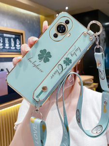 Huawei Nova12 Vitality Edition Phone Case Silicone Strap Crossbody Womens New Style Anti-Fall Soft Shell Fresh Trendy Green