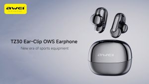 Awei TZ30 Clip On Bluetooth Wireless Earbuds OWS Earclip Air Conduction Ear Clip Earphone HiFi Immersive Audio Long Battery Life Sports Bluetooth Earphone with Mic
