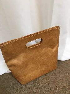 Retro Large Capacity Handbag Tote Bag for Women Leather Paper Material Washable 2023 New Simple INS Style Bag