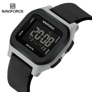 NAVIFORCE Original Watch for Men Digital Watch Square Case Silicone Strap 50m Waterproof Calendar Date Chronograph Stopwatch Alarm Luminous Mens Outdoor Sports Leisure Multifunctional Watches NF7137