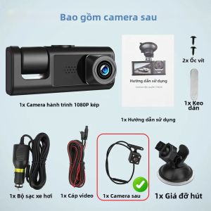 Camera Hành Trình Ô Tô 3 Kênh 1080P Ghi Hình Trước Trong Và Sau Xe Tích Hợp Cảm Biến G Ghi Hình Vòng Lặp