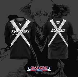 Bandai | 2026 Bandai BLEACH Anime ICHIGO 3D Print Football Jersey for Mens Tshirt Summer Sports Casual Loose Tees Kids/Adult Breathable