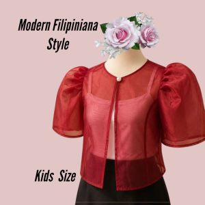 Kids -Modern Filipiniana Bolero Puff Sleeves with Pearl✨🦋
