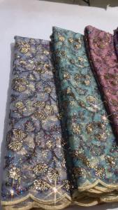 2025 Nigerian Mesh Sequins Lace Fabric High Quality 5 Yards Tulle African Lace Fabric Luxury Party Dress for Women Sewing A4174