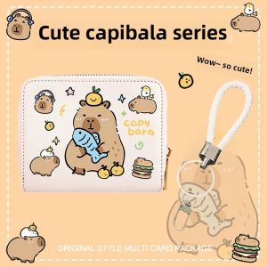 Cute Cartoon Capybara Short Wallet Large Capacity Student Zipper Coin Purse Card Holder PU Leather Multifunctional Wallet