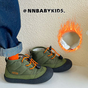 TS Genuine Goods Kids High Cotton-Padded Shoes Winter Fleece-lined Boys Casual Shoes Girl Cotton-Padded Sneakers Baby Warm Shoes