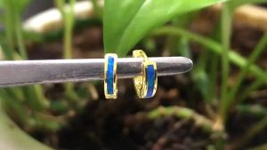 Golden Hoop Earrings with Blue OpalMinimalist Circle Earrings for WomenHypoallergenic Fashion Jewelry for Daily Wear Gift for