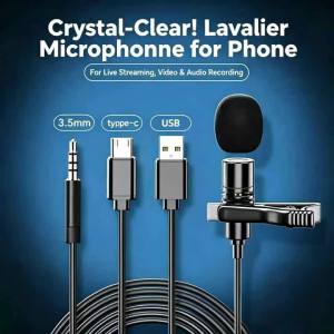 Wired Lapel Microphone for Live Streaming Food Broadcasting Mobile Recording Interviews Karaoke with Monitoring and Noise R