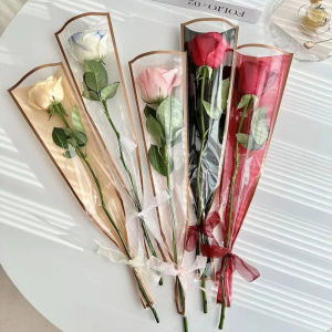 50PCS Flower Packaging Transparent Bag Waterproof Bouquet Packaging Bag for Flower Shop Packaging Wedding Mothers Day