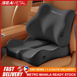 🇵🇭 SEAMETAL Memory Foam Car Seat Cushion Lumbar Support Set Universal for Office Chair Wheelchair Relieve Pain of Back