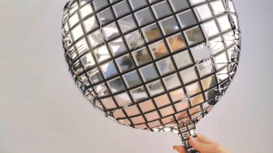 DINOSO Balon Foil 4D Bola Disko Jumbo 22 inch / Balon Laser Disco Glossy Laser Grid untuk Perlengkapan Dekorasi Pesta