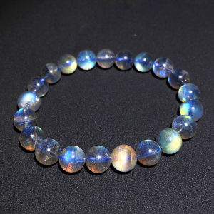 New Colorful Light Ice Chalcedony Bracelet Grey Moonstone Strong Light Blue Crystal String Single Circle Jewelry Gift
