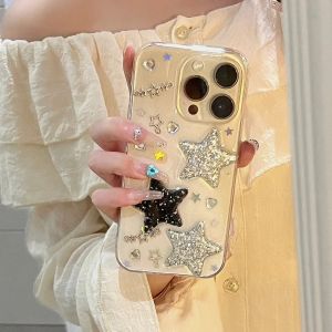 Crashstar 3D ngôi sao lấp lánh Epoxy Cứng trong suốt Chống Sốc vỏ điện thoại Cho iPhone 15 14 13 12 11 Pro Max XS XR X 8 + 7 Cộng Với Thời Trang Rõ Ràng Ốp điện thoại Bìa Shell Hot Bán