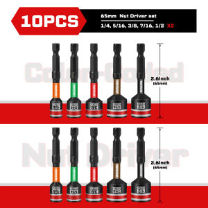 Geinxurn Impact Nut Driver Set 2.56”Long SAE&Metric Nut Setter Set 6 Point Alloy Stee with Portable Storage Cases