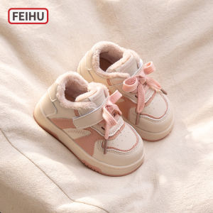 Baby Girl Shoes Winter Fleece-lined Two Cotton Baby Soft Bottom Toddler Shoes 123 One and a Half Little Kids Sneakers Board Shoes