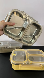 Stainless Steel Bento Box Lunch Box 2 3 Grids Leakproof Insulated Food Container Adult Kids Bekas Makanan