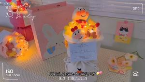 Hand-woven Flowers Bouquet Set Handmade Crochet Flower Knitted Flowers Woven Simulated Flower Valentines Day Gift