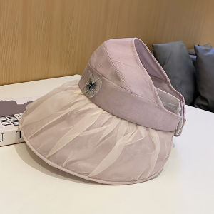 หมวกปีกกว้างปีกผีเสื้อสามมิติสไตล์เกาหลีแบบบางสำหรับฤดูร้อนหมวกกันแดดกันแดดพับได้สง่างามแฟชั่นสำหรับผู้หญิง