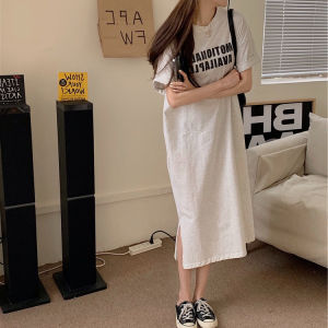 Qian Rose Open-Crewneck Long-Sleeve T-Dress for Women Casual Summer Printed Wide-Leg A-Line Skirt Ideal for Birthday Parties