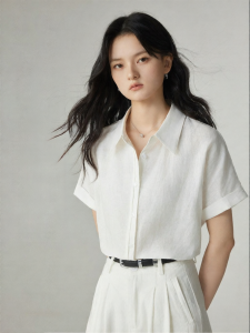 YAKEJIA | Breathable Linen Womens Short Sleeve Shirt