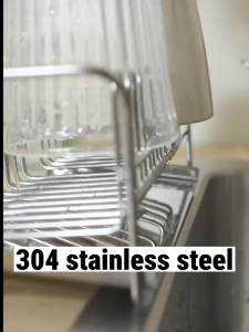 KEYN 304 Stainless Steel Kitchen Sink Detergent Drying Rack With Drain Tray and Rustproof Dishcloth Sink Rack
