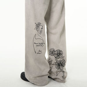 MADWITCH | Quần Jeans Xòe Nam Phong Cách 00s Đồ Họa GraffitiVintage Hand-painted