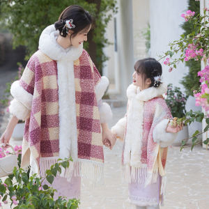 New Chinese Style Fleece Lined Cheongsam Parent-Child Winter Thick Warm Childrens Dress Mother-Daughter Matching Outfit