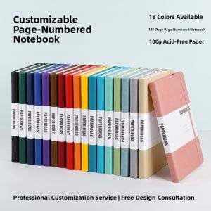 Paperideas A5 Grid Notebook PU Hard Cover Bound Business Blank Grid Notebook Simple Korean Style Binding Writing Notebook