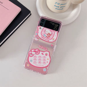 Ultra-Thin Cartoon Kt Cat Phone Case for Samsung Z Flip6 Flip4 W24Flip Full Cover Protection Transparent Shockproof Flip Cover