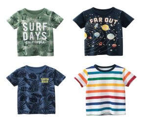 Kids High Quality Cotton T-Shirts Cute Tops Cartoon Animals Design Tees for Boys and Girls 2-8 Years Old