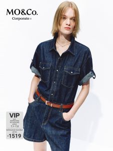 MO&Co. | Breathable Light Summer Denim Jumpsuit Workwear Style