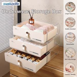 JustLiving Transparent Socks Underwear Drawer Organzier with Dividers 16/24 Cell Underwear and Bras Organzier for Closet Stackable Closet Organzier Storage Storage Box for Belts/Ties