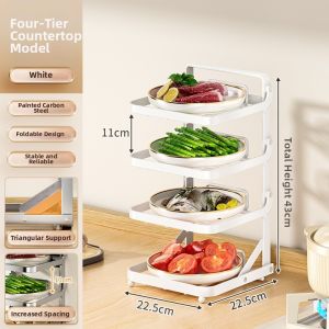 CAIYUNJIA | Folding Stainless Steel Kitchen Storage Rack Wall Mounted Pull-down