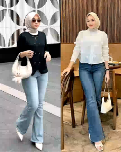 HIGHWAIST CELANA JEANS CUTBRAY WANITA STRETCH BAHAN MELAR 12 OZ TREND KEKINIAN TERBARU