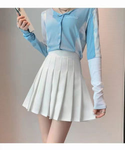 2024 Mới Cỡ Lớn Phong Cách Đại Học Thon Gọn Ve Áo Màu Trơn JK Nửa Váy Cô Gái Béo Cao Cấp Vòng Eo Vòng Hông Bao Phủ Dáng Chữ A Váy Ngắn