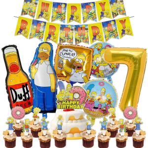 Takara Tomy | Simpsons Figures the Simpsons Birthday Decoration Party Favors Balloons Backdrop Banner Cake Decoration Baby Showe Gift Toys