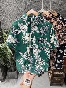 American Style Mens Summer Thin Short Sleeve Shirt Casual Outerwear Half Sleeve Pattern Cool Polyester Fiber Youth Fashion