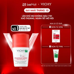 Lăn khử mùi giúp khô thoáng ngăn tiết mồ hôi vùng da dưới cánh tay LÊN ĐẾN 72H Vichy Détranspirant Intensif 50ml