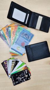 KASHVAU Carbon Fiber Wallet With Detachable Money Clip PU Leather 6706