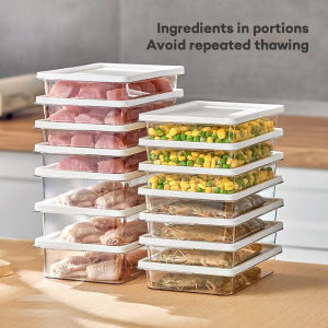 Refrigerator Storage Box Freezer Food Storage Box Kitchen Food Sealed Box Freezer Box Stackable Storage Box