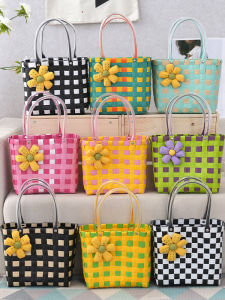 Túi Xách Đeo Vai Thời Trang Túi Xách Túi Đeo Vai PVC Túi Đựng Đồ Đi Biển Họa Tiết Hoa Tươi Túi Đựng Đồ Đi Siêu Thị Túi Xách Đeo Vai PVC Họa Tiết Kẻ Caro