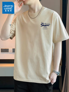 Áo Thun Nam Tay Ngắn Mùa Hè Mới Của Jeanswest Dáng Rộng in Họa Tiết Thời Trang Cotton Nguyên Chất Thường Ngày Cổ Tròn