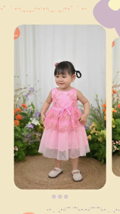 Đầm Dạ Hội Tamiuy Ren Đăng Chân 2 Tầng Đính Hoa Cao Cấp 1-10 Tuổi